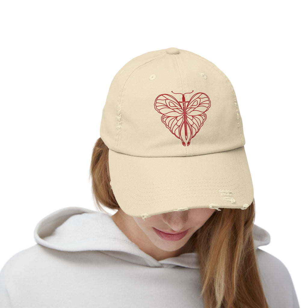 Distressed Cap with Butterfly Design, Casual Fashion Hat, Unique Gift for Nature Lovers, Birthday, Summer Festival Accessory, Outdoor [...]
