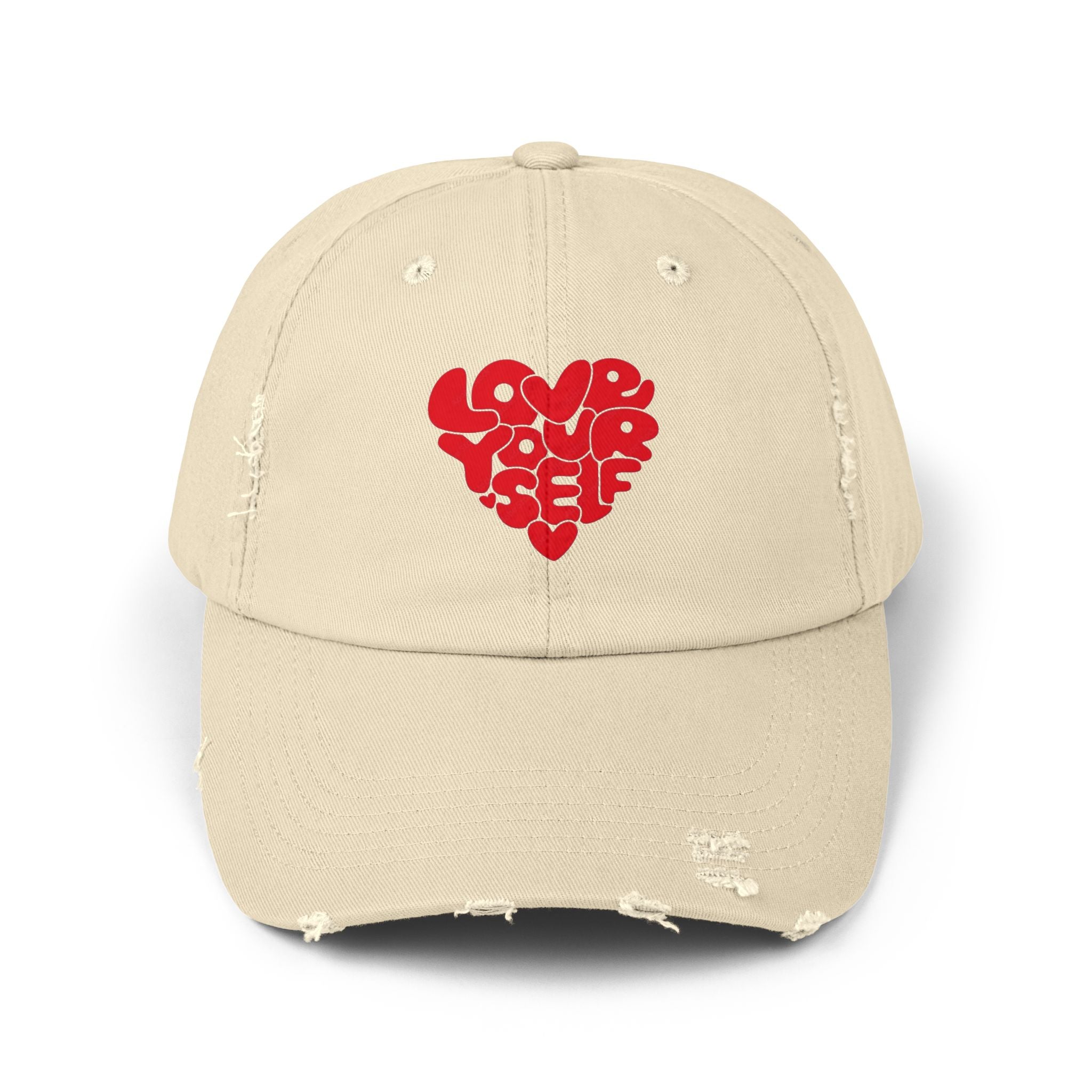 Unisex Distressed Cap with 'Love Yourself' Heart Design, Trendy Hat for Self-Care Lovers, Perfect for Casual Outings, Great Gift for [...]