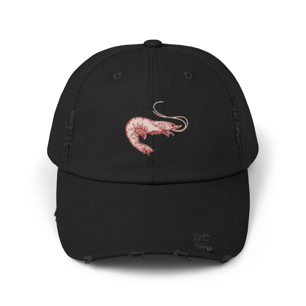 Stylish Unisex Distressed Cap with Shrimp Design, Seafood Lover Gift, Casual Wear, Beach Accessories, Fun Summer Style