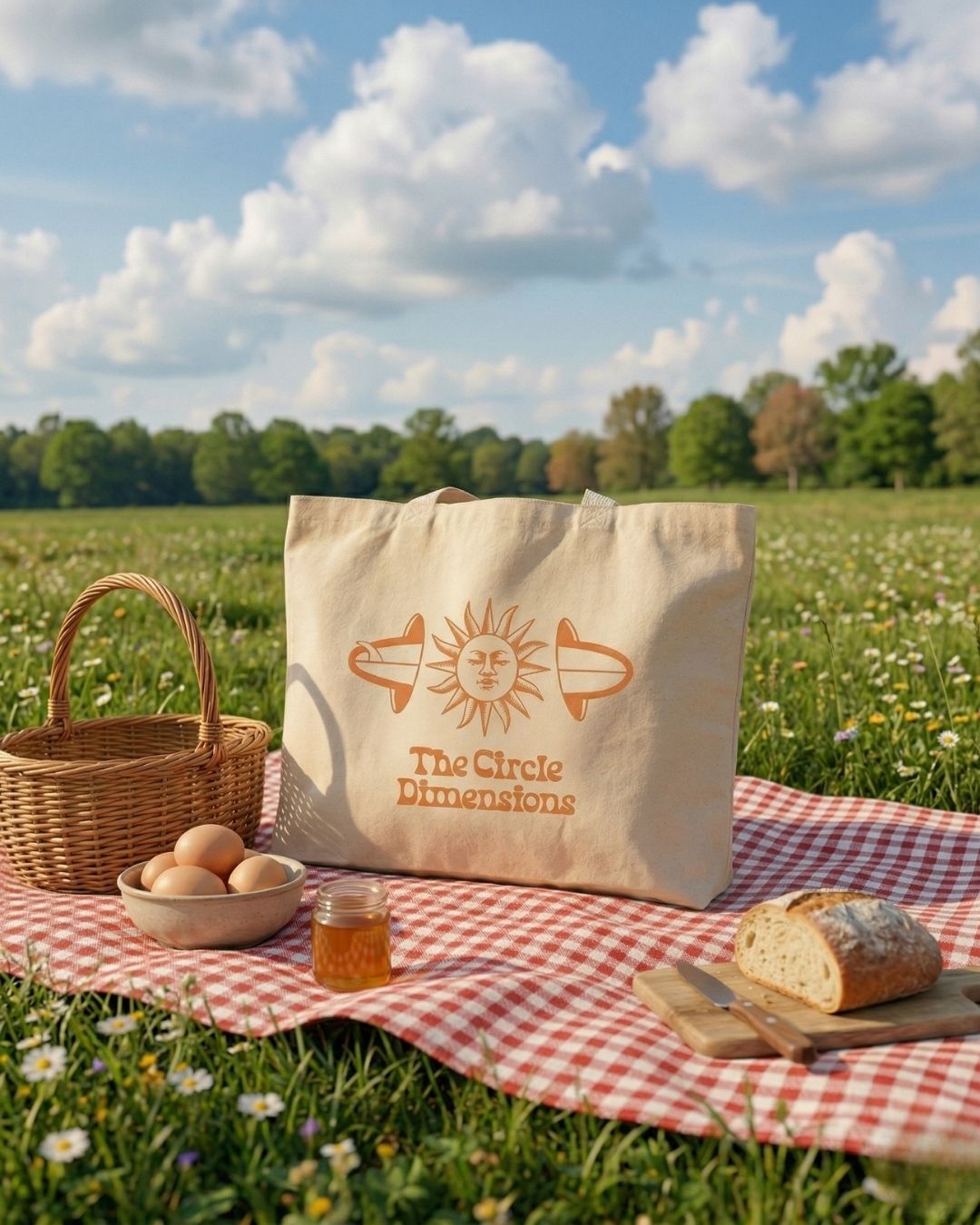 The Circle Dimensions Tasarım %100 Pamuk - Doğal Bez Çanta