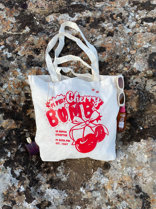 Cherry Bomb! Serigrafi Baskılı Körüklü Bez Çanta