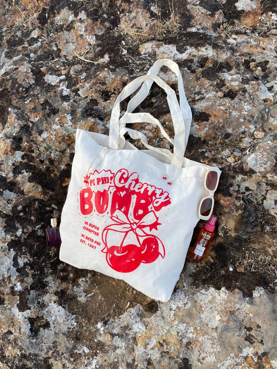 Cherry Bomb! Serigrafi Baskılı Körüklü Bez Çanta