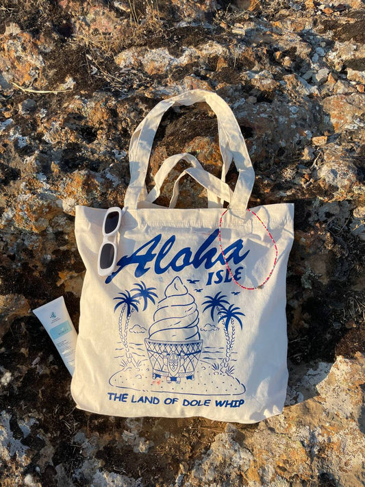 Yazın Enerjisi Çantanda: "Aloha Isle" Serigrafi Baskılı Körüklü Bez Çanta