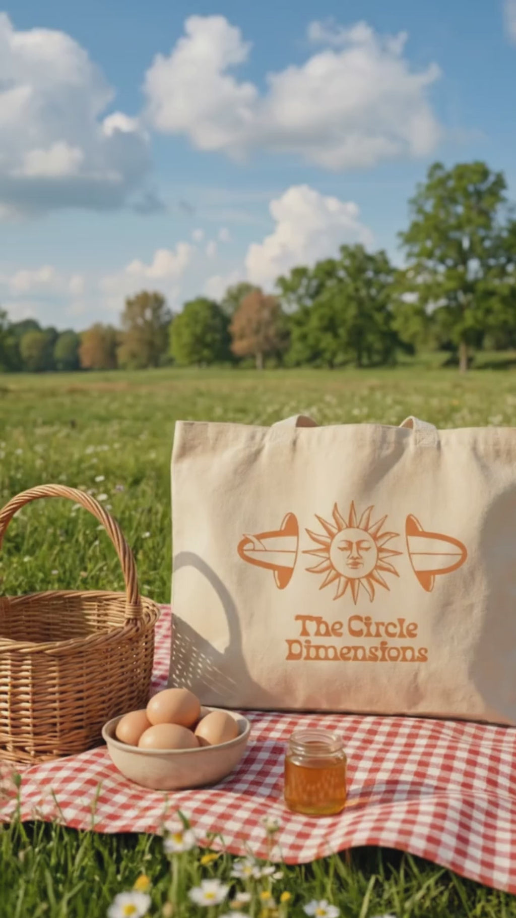 The Circle Dimensions Tasarım %100 Pamuk - Doğal Bez Çanta