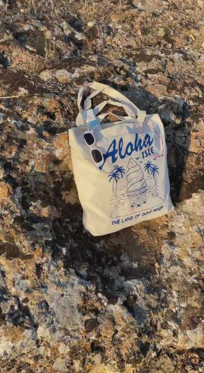 Yazın Enerjisi Çantanda: "Aloha Isle" Serigrafi Baskılı Körüklü Bez Çanta