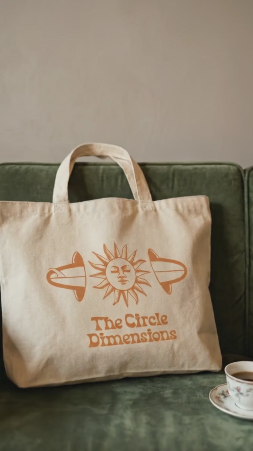 The Circle Dimensions Tasarım %100 Pamuk - Doğal Bez Çanta