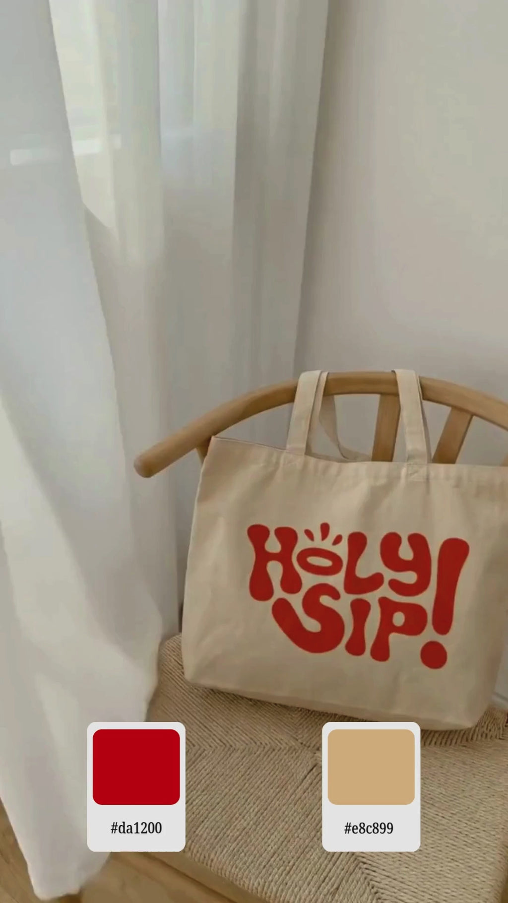 Holy Sip Baskılı Hambez Bez Çanta - Körüklü Omuz Çantası 47x36 cm