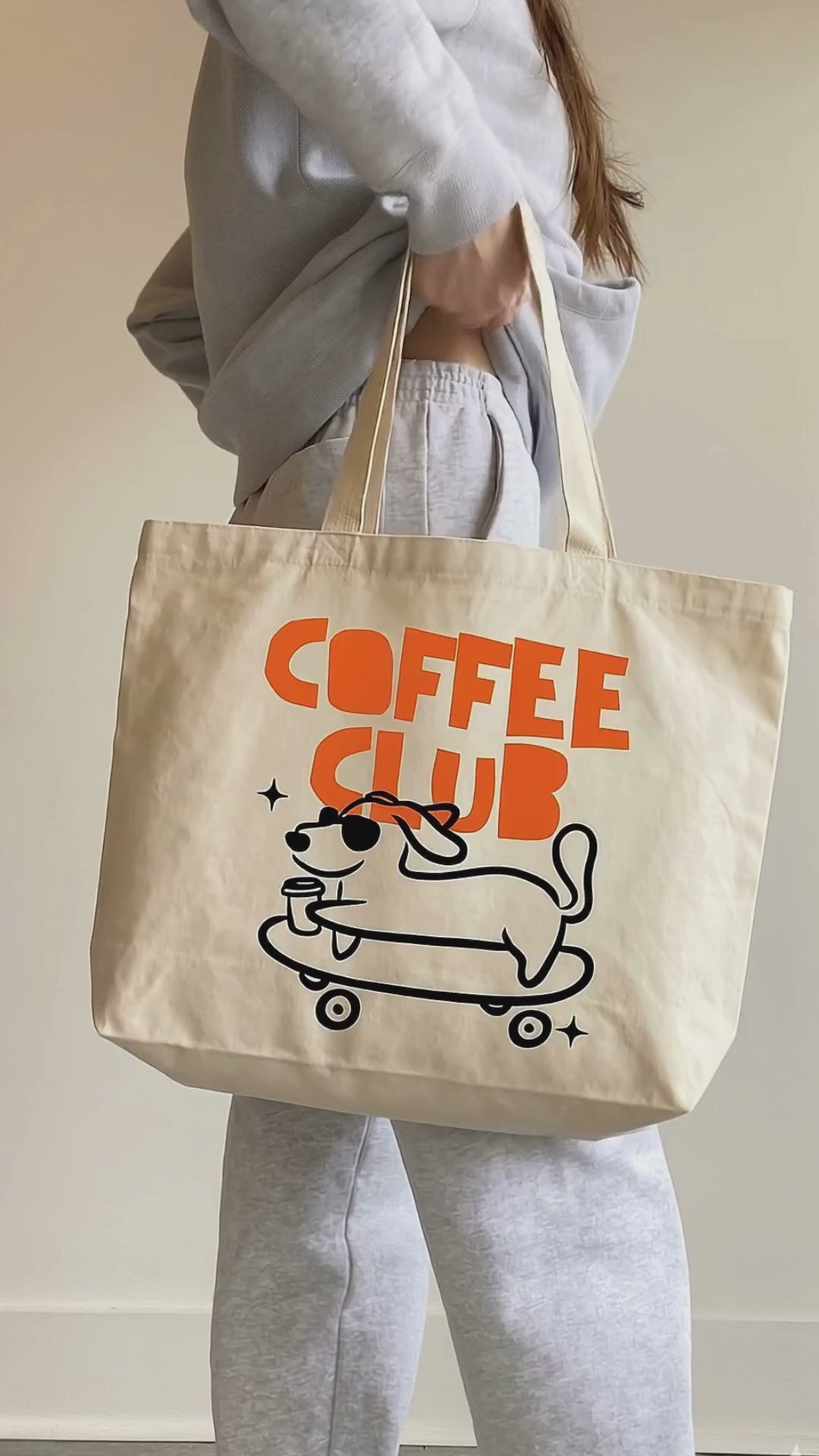 Coffee Club Tasarımlı Baskılı Hambez Alışveriş ve Günlük Omuz Çantası - 8 cm Körüklü