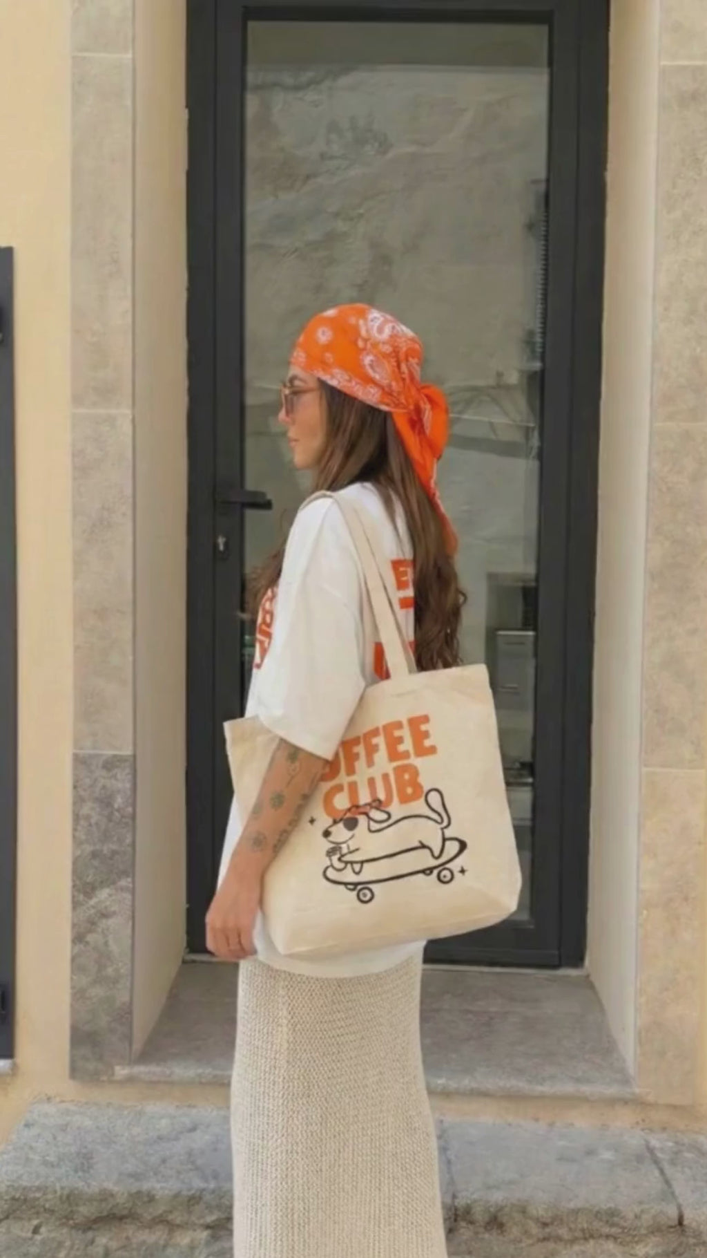 Coffee Club Tasarımlı Baskılı Hambez Alışveriş ve Günlük Omuz Çantası - 8 cm Körüklü